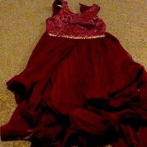 Princess Dress. Sz. 14. Burgundy/gold. Like New!